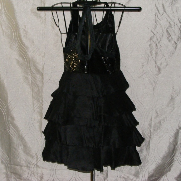 BE BE Black Cascading Ruffles Dress Size M EC - Picture 5 of 7